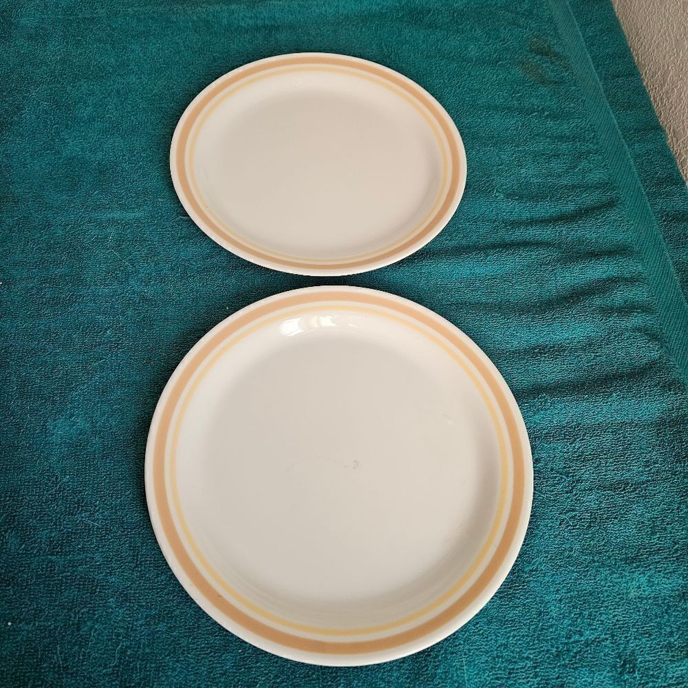 Corelle 2 luncheon plates in the Almond Citrus pattern.